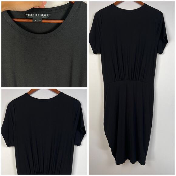 VERONICA BEARD Ruched Hannock M Dress In Black - Picture 5 of 11